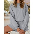 thumbnail image 4 of Conjuntos de Dos Piezas para Mujer, Otoño 2025, con Mangas Murciélago Extragrandes, Top y Pantalones Cortos Informales, Chándal. Gris XL, 4 of 10