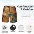 thumbnail image 5 of Lsque Mens Swim Trunks Antique Map Adventure Scene Pattern - Bathing Suit Compression Liner - Beach Swim Shorts Swimwear - (S-3XL) - Stretch Quick Dry -3X-Large, 5 of 9
