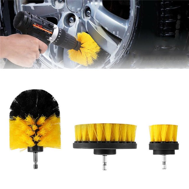 7 Colors Electric Scrubber Brush Drill Brush Kit Plastic Round Cleaning Brush Tool for Carpet Glass Car Tires Nylon BrushesBlack He Qiyong unisex