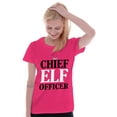 thumbnail image 4 of Xmas Chief Elf Officer Santa Helper Womens Slim Fit Graphic Tee Brisco Brands M, 4 of 5