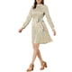 thumbnail image 1 of Vestido Floral de Mujer Inspire Chic con Cuello Mock, Manga Larga, Cintura Ajustable, Largo a la Rodilla, Estilo Boho, Talla XS, Verde Guisante, 1 of 6