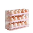 thumbnail image 4 of Refrigerator Egg Holder, Auto-Rolling Egg Storage Container for Fridge Side Door, Space Saving Plastic Egg Tray Organizer for Kitchen Pantry Cabinet and Countertop, Pink, 4 of 4