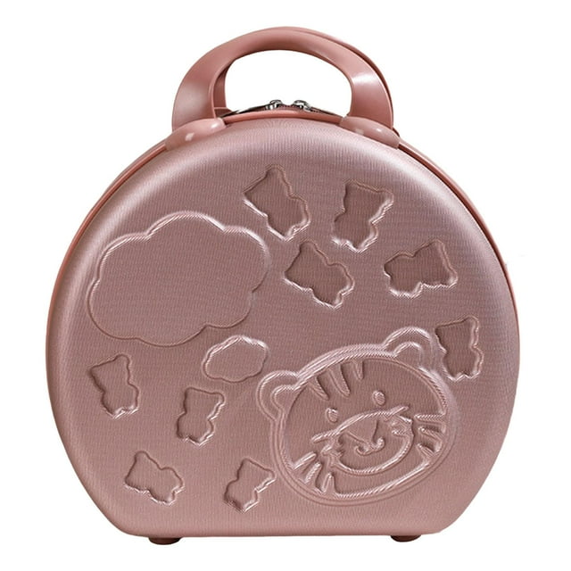 Miulika Hard Shell Cosmetic Case Organizer Storage Bag with Elastic Band Small Girls Rose Gold