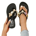 thumbnail image 3 of PEASKJP Black Sandals for Women Fisherman Sandals Flip Flop Beach Sandals Cushion Thong Style T Strap Sandals, Black 41, 3 of 5