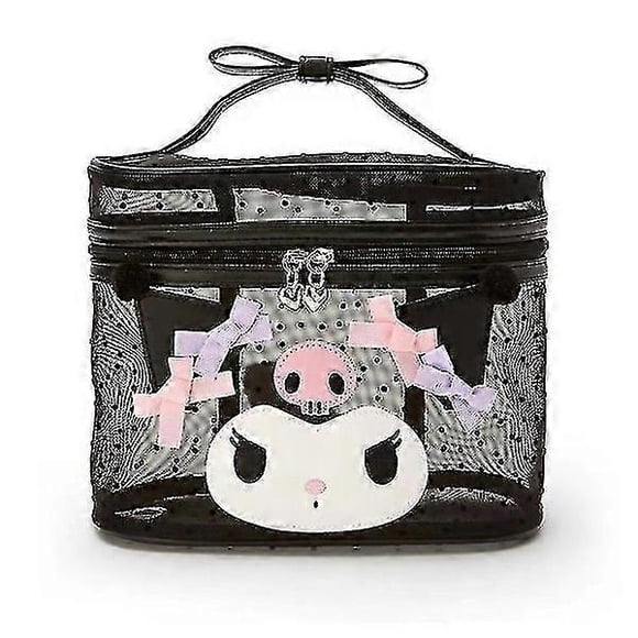 Cute Transparent Makeup Bag Mesh Cosmetic Bag (kuromi-black) GS