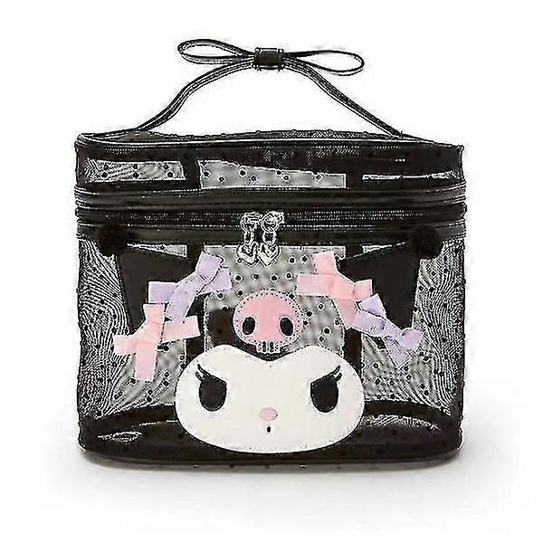 Cute Transparent Makeup Bag Mesh Cosmetic Bag (kuromi-black) GS