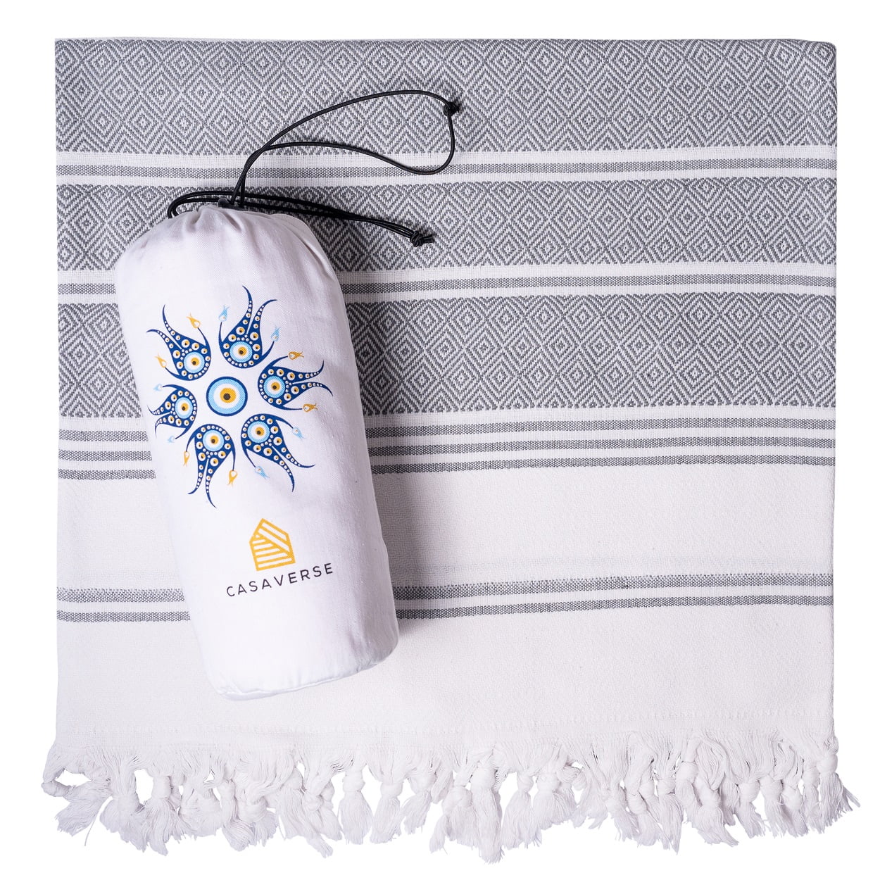 Casaverse Turkish Beach Towel, Turkish Bath Towel Made of 100 Cotton, Quick Dry Sand Free Beach