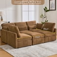 thumbnail image 6 of Harper & Bright Designs Modular Sectional Sofa Set with Ottoman, L-Shaped Couch with USB, Chenille Upholstered Sectional Sofa with Phone Holder for Living Room, Brown, 6 of 20