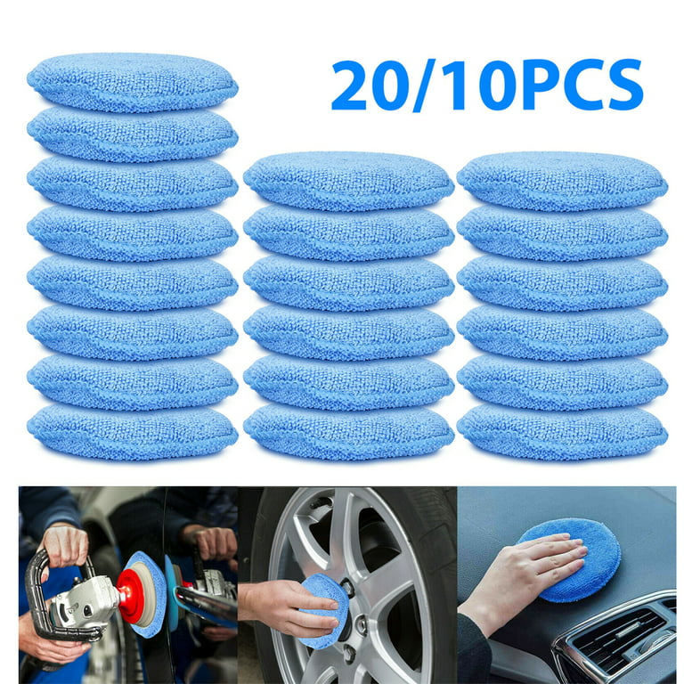 Loopeer 12 Pcs 5 Inch Car Wax Applicator Pad Sponge Car Detailing Cleaning  Pads Soft Round Car Cleaning Sponge Washing Cleaning Tool (Red)