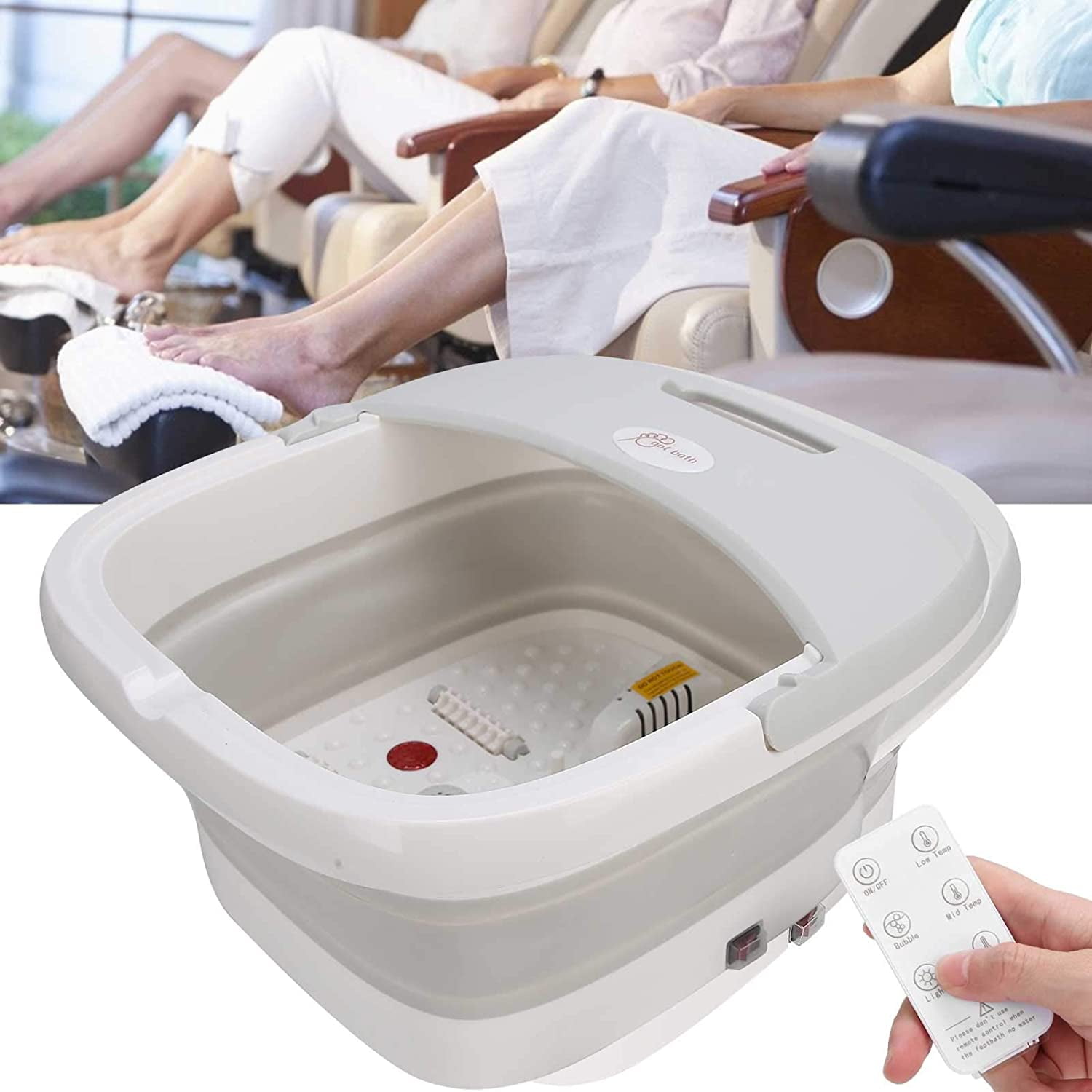 Foot Spa Massager Wireless Remote Control Folding Portable Foot Bath Electric Massage Constant Temperature For House Outdoor