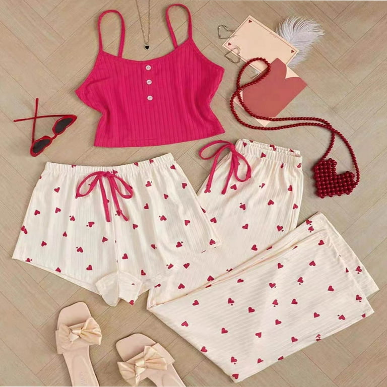 Pink Shein Piece Pajama Set Tnhcen Women's Cute Pajamas Set Cami