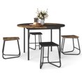 thumbnail image 1 of Gymax 5PCS Dining Set for 4 47'' Round  Kitchen Table & 4 Stools w/ Wooden Tabletop, 1 of 10