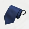 thumbnail image 2 of Clearance under 5 Men's Fashion Business 8cm Formal Solid Color Polyester Silk Lazy Zipper No Knot Tie Blue, 2 of 4
