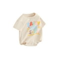 thumbnail image 2 of Gureui Baby Girls Romper, Short Sleeve Crew Neck Letters Flower Print Infant Bodysuit Summer Clothes, 2 of 10