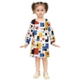 thumbnail image 2 of Girls' long-sleeved dress Square and Circle Girls' A-line dress with ribbed cuffs Soft and comfortable, 2 of 6