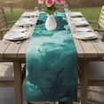 thumbnail image 4 of Teal Green Ombre Clouds Table Runner 72 Inches, Modern Abstract Gradient Cloud Bed Runner Dresser Scarves Tabletop for Indoor Outdoor Parties/Ceremony/Banquet, 18" x 72", 4 of 9