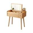 thumbnail image 5 of Muwuele Makeup Vanity Table with Mirror and 3 Lighting Modes, 32 Inch Large Dressing Table Set with 3 Drawers, Solid Wood Vanity Desk for Bedroom (Natural), 5 of 9