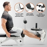 Marcy Foldable and Adjustable Weight Bench with Leg Extension, White/Black