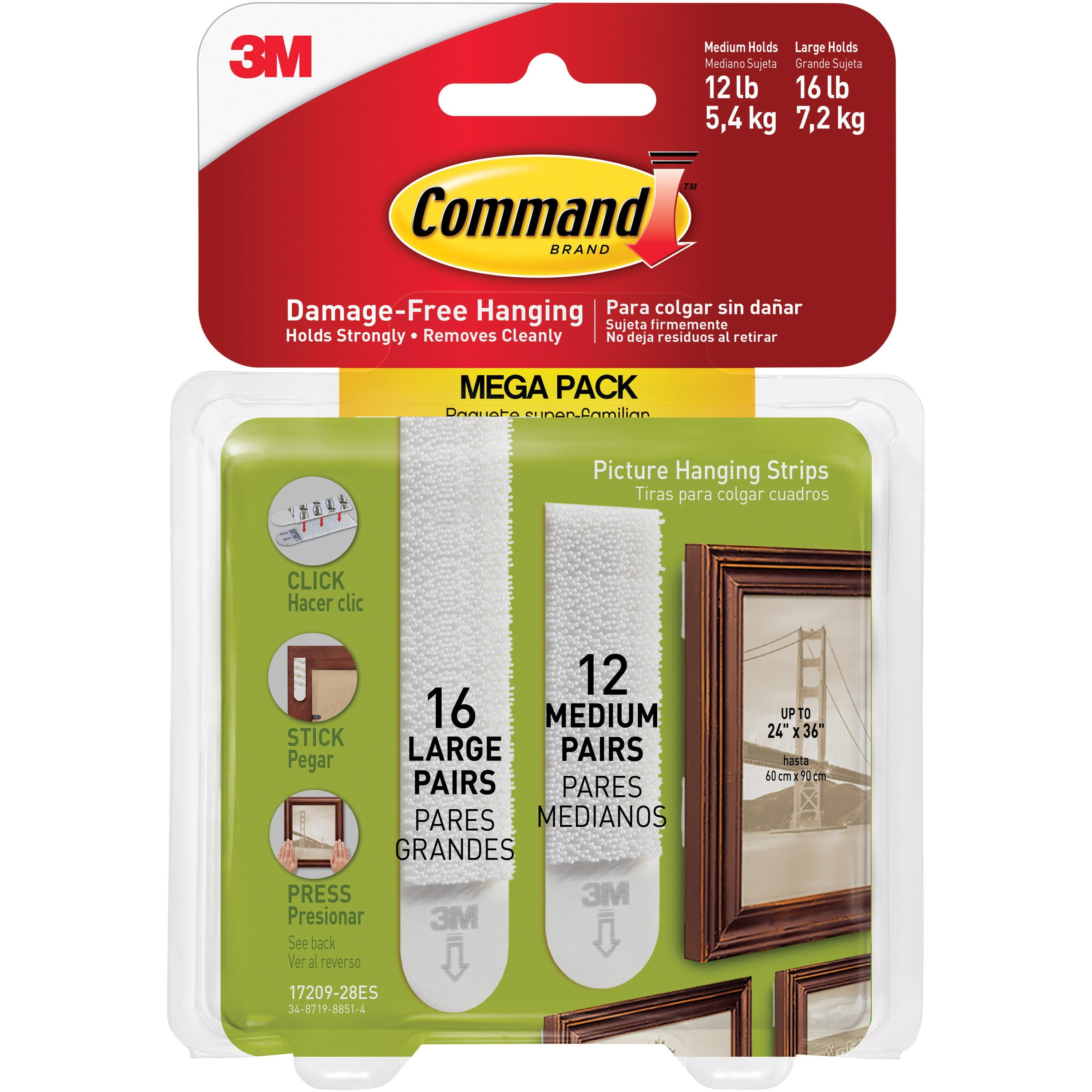 3M, MMM1720928ES, Command Picture Hanging Strips Mega Pack, 28 / Pack