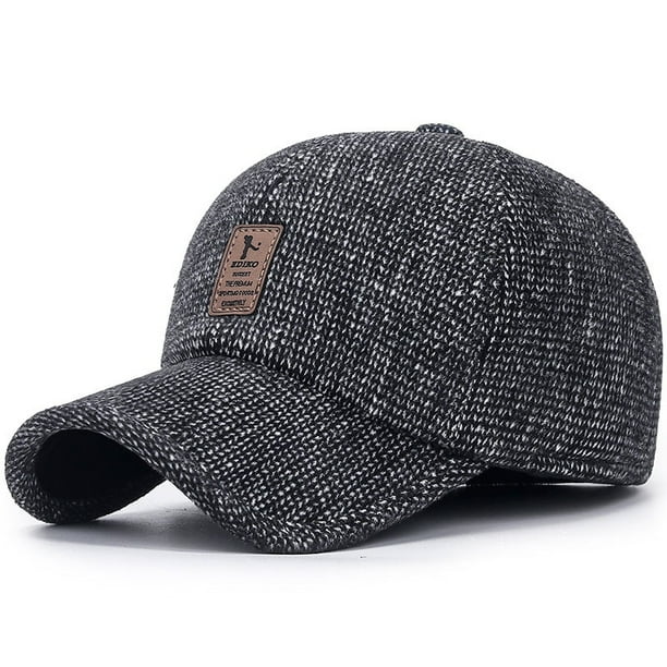 New Men Warm Thick Baseball Caps Male Autumn Winter Sport Visors Snapback Earflaps Dad Cap Hat For Men55-60cm He Qiyong unisex