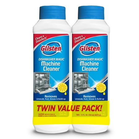 Glisten Dishwasher Magic Machine Cleaner and Disinfectant, Lemon, 12 Fl Oz, 2 Count