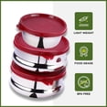 thumbnail image 2 of oliveware Wonder Combo Storage Containers, 3 Stainless Steel Container (450ml, 450ml & 250ml), 100% Leak Proof & BPA Free Lid, Dishwasher Safe - Red, 2 of 5