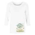 thumbnail image 4 of Runfenguu Spring Top For Women Oversized Tees Ladies' Fashion Printed Round Neck Three Quarter Sleeve 3/4 Sleeve T-Shirt Loose, 4 of 4