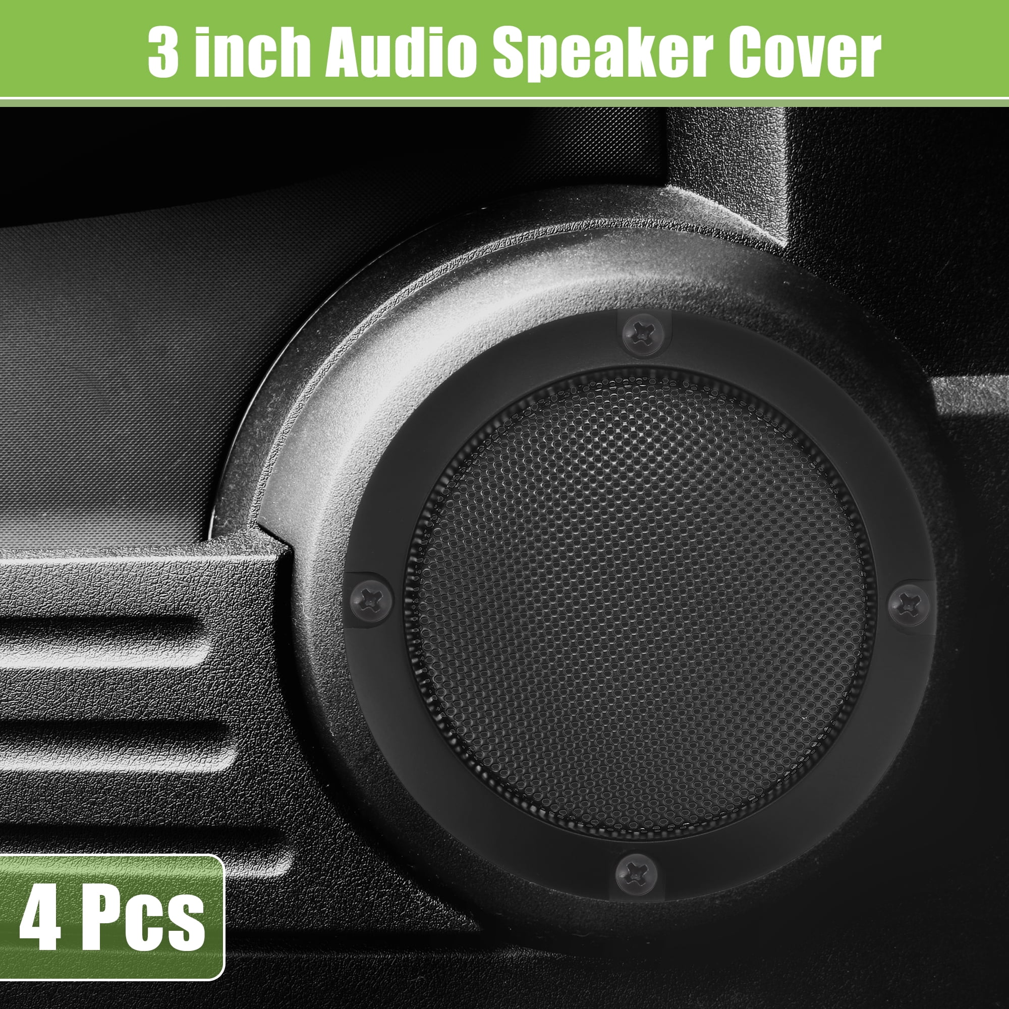 Unique Bargains Car Speaker Grills Cover Guard Protector Case with 16 Screws Black 3"