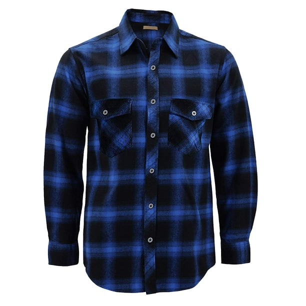 VKWEAR - Men’s Premium Cotton Button Up Long Sleeve Plaid Comfortable ...