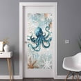 thumbnail image 3 of Non-Adhesive Static Cling Window Tint, Teal Octopus Coastal Window Privacy Film Frosted, Summer Beach Vintage Nautical Insulated Windows Frosted Films for Living room, 35.4 x 78.7 Inches, 3 of 9