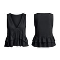 thumbnail image 7 of Cotton Linen Tank Tops V Neck Ruffle Tank Top Peplum Cotton Tops for Women Linen Tank Tops Going Out Top Women's Babydoll Tops Casual Sleeveless Shirts Summer Linen Tank Tops Black L, 7 of 7