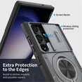 thumbnail image 5 of Rugged Shockproof Phone Cover for Samsung Galaxy S23 Ultra 5G 6.8", Built-in Slide Camera Protector with 360° Rotatable Ring Kickstand,Grey,For Galaxy S23 Ultra 5G, 5 of 8