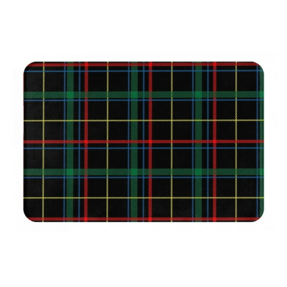 Fuzoiu Buffalo Plaid Dark Green Print Door Mat Outdoor Indoor Welcome Mats, Front Doormat,Flannel Non Slip Durable Entrance Rugs for Front Door, Inside Outside Entry, Porch, Resist Dirt,16x24in