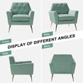 thumbnail image 6 of Upholstered Velvet Armchair Set of 2 Lounge Accent Chair Tufted Back Metal Legs Bedroom Sage, 6 of 7