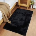 thumbnail image 2 of iLieber Faux Rabbit Soft Fluffy Fur 2x3 Black Area Rug,Washable Rugs Bedside Rug Plush Rug Nursery Rug for Living Room Bedroom Teen Room, 2 of 6