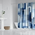 thumbnail image 3 of Navy Blue Fabric Shower Curtain - Geometric Shower Curtain Set with 12 Plastic Hooks, Water Repellent, Machine Washable, Modern Decorative Polyester Cloth Shower Curtains for Bathroom - 72x84, 3 of 4