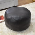 thumbnail image 2 of Handmade Eco-Friendly Solid Leather Pouf Black Color Round 21" x 21" x 12" Goat Leather Pouf For Living Room, Bedroom Seating, Patio WABBBACPF12SC02B, 2 of 9
