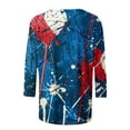 thumbnail image 3 of Baikeli Try Before Buy Womens Tops Women's Independence Day Fashion Printed Round Neck 3/4 Sleeve T-Shirt Top 3/4 Sleeve Blazer for Women, 3 of 5