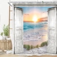 thumbnail image 1 of Cortina de ducha Riyidecor Ocean Beach, color gris granero, 180 x 210 cm, 1 of 8