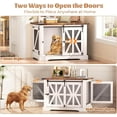 thumbnail image 3 of Flycity 39.4''Farmhouse Dog Crate Furniture with Sliding Door, Heavy Duty Dog Crate for Small Medium Dogs, Wooden Dog Kennel Indoor with 3 Doors, Decorative Pet House End Table for Living Room, White, 3 of 9