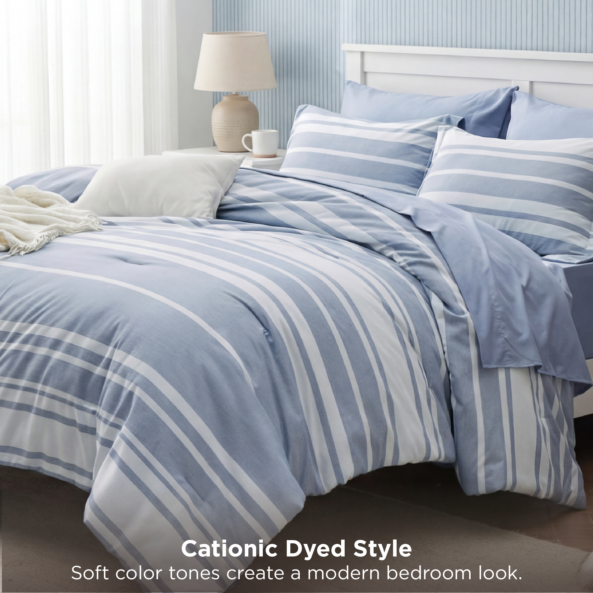 U by Bedsure Queen Comforter Set, 7-Piece, Blue Reversible photo 5