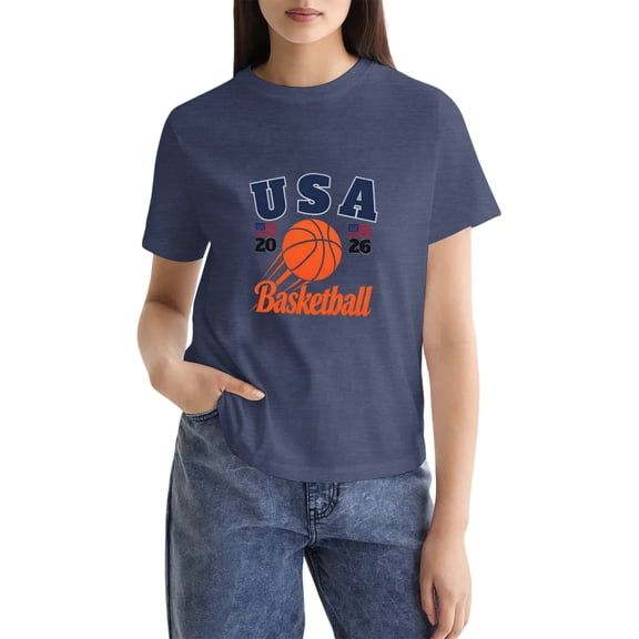Basketball 2026 Shirt Women USA Basketball Match Season Jersey Game Day T-Shirt Funny Graphic Short Sleeve Shirt Blue S