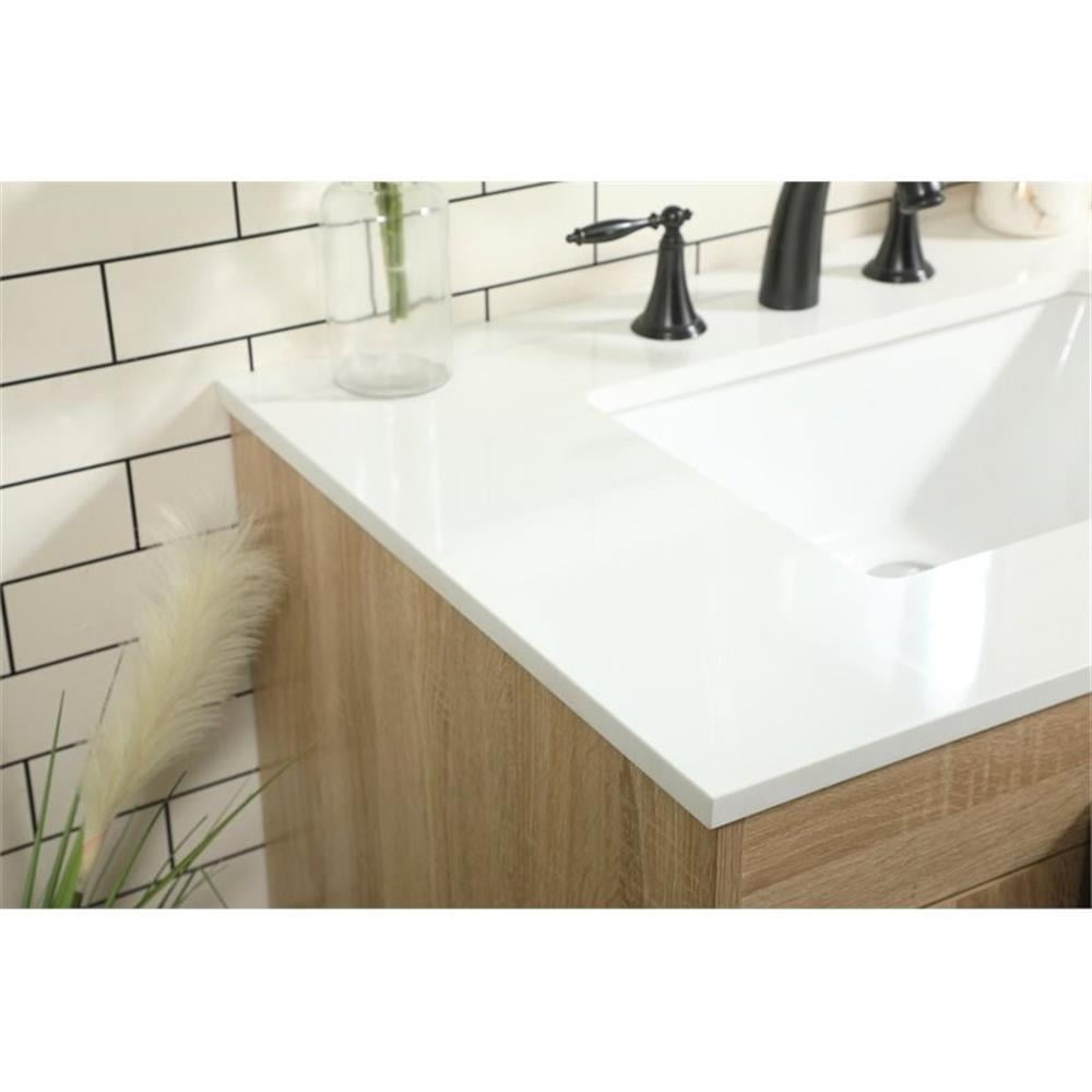 Elegant Decor Eugene 32" Aluminum MDF Single Bathroom Vanity in Mango Wood