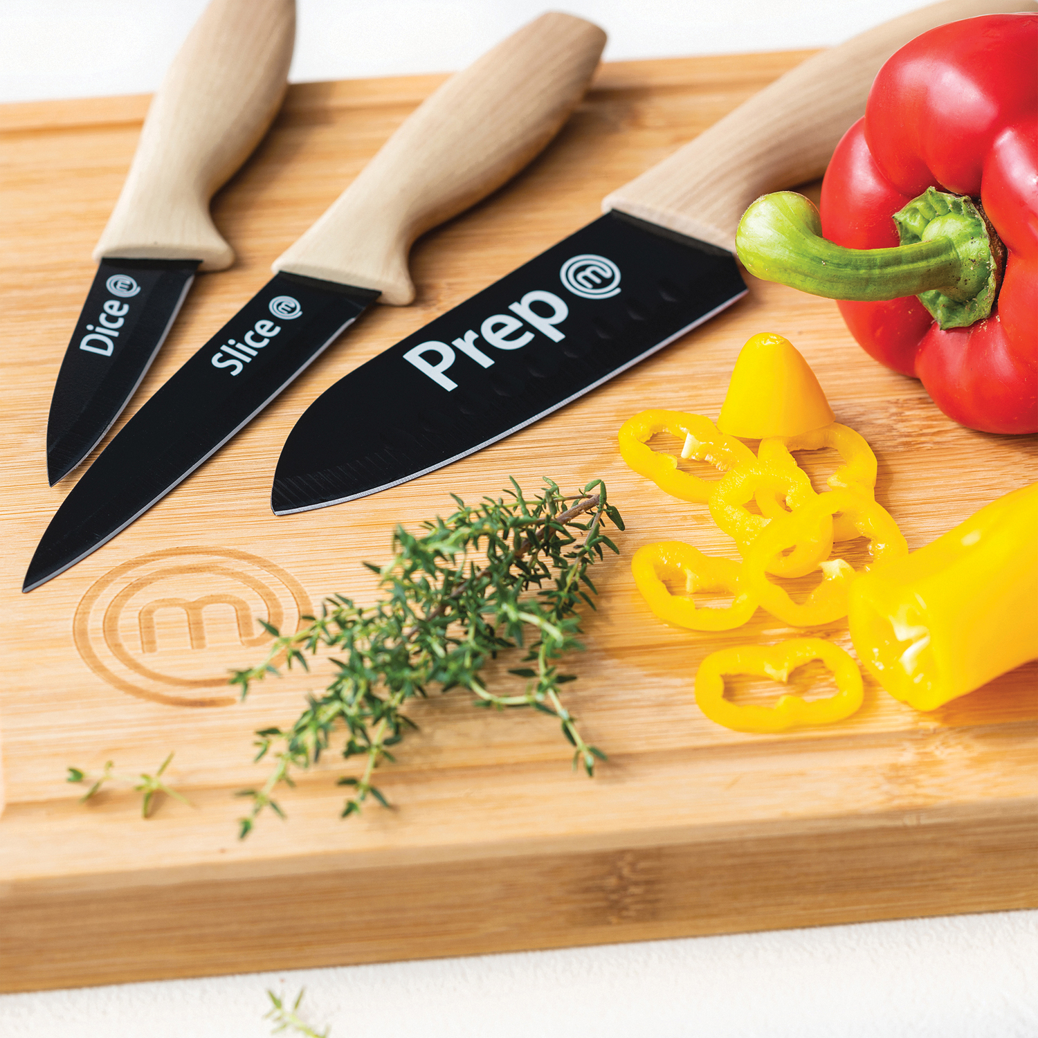 Buy MasterChef 6 Piece Knife & Board Set, 3 Kitchen Knives and 3