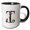 Black/White, variant on 3drose, Gorgeous Letter T. Halloween Monogram, Broom, Wizard Hat, Cat Art, 11oz Mug