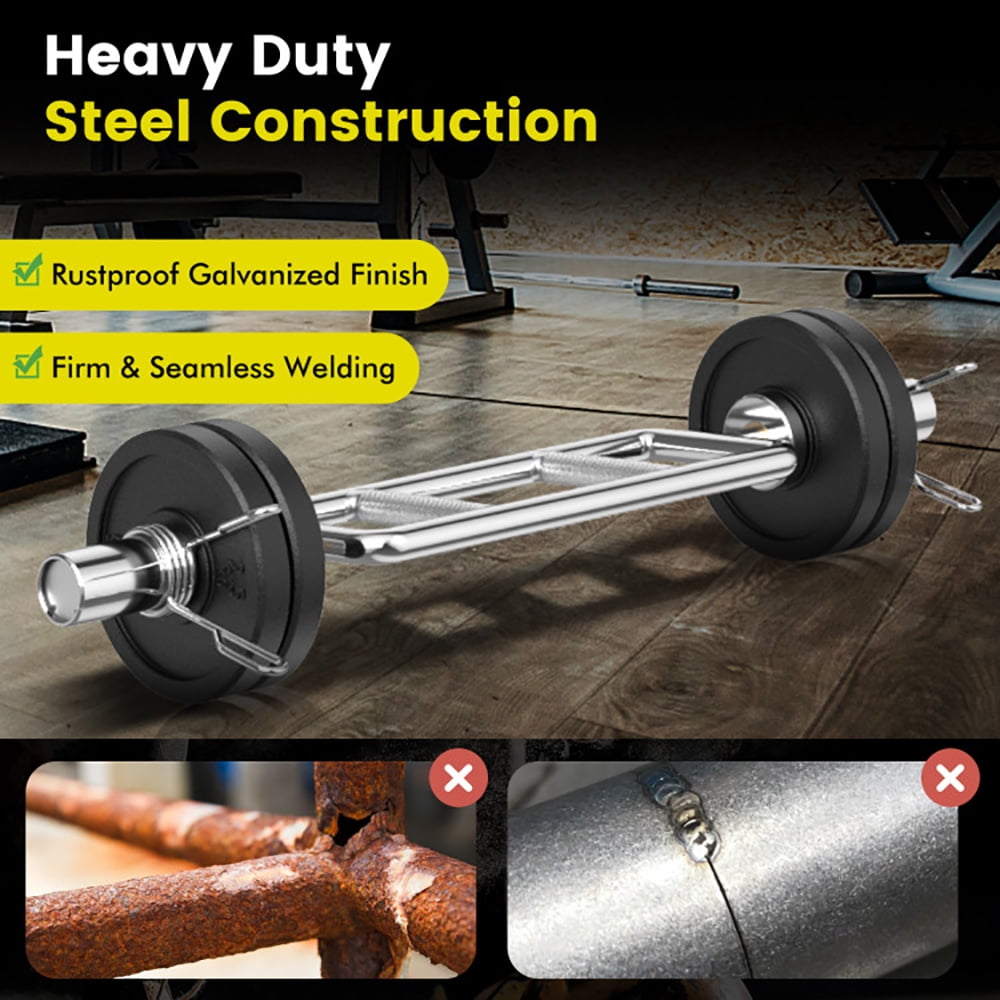 Demifill 700 LBS Olympic Triceps Bar with Knurled Handles for Squats Deadlifts Shrugs, Olympic Triceps Bar with Heavy Duty Steel Construction, Strength Training Bar for Home Gym, Silver