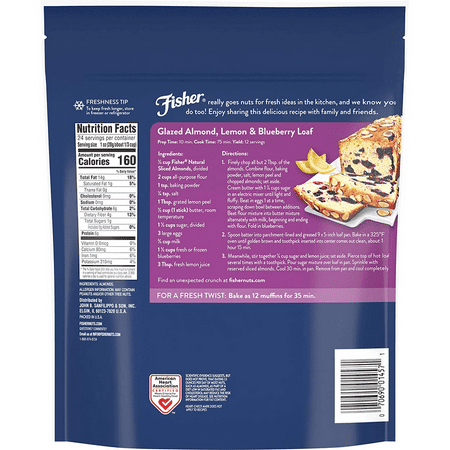 Fisher Chef's Naturals Gluten Free, No Preservatives, Non-GMO Natural Sliced Almonds, 24 oz