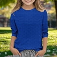 thumbnail image 2 of Tranfacy Kids Girls 3 to 12 Years Fall Long Sleeve Round Neck Blouses and Shirts Solid 3/4 Sleeve Loose Casual Tops, 2 of 5