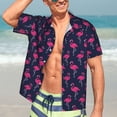thumbnail image 5 of Lsque Cute Flamingo pattern Hawaiian Shirt for Men, Unisex Summer Beach Casual Short Sleeve Button Down Shirts-XX-Large, 5 of 9