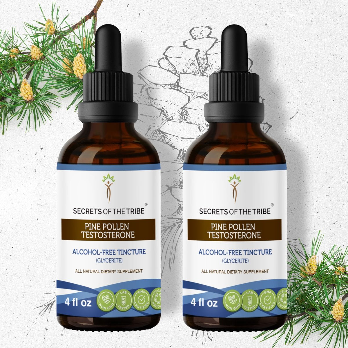 Pine Pollen Testosterone Tincture Alcohol-FREE Extract, Wildcrafted Pine  Pollen Scots Pine, Pinus sylvestris Sexual Wellness and General Health 2x4  oz 